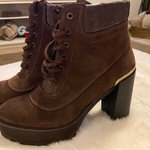Stuart Weitzman Chocolate Lace Up Boots